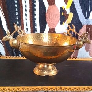 Vintage Brass Deer Bowl